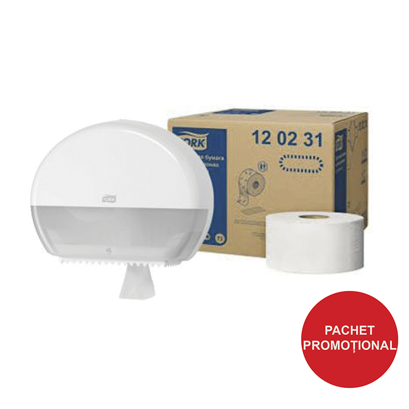 Pachet dispenser hartie igienica Tork si hartie igienica mini Jumbo TORK Promo imagine 2022 depozituldepapetarie.ro